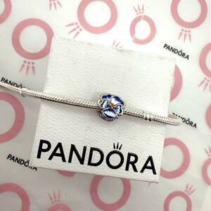 Pandora Blue Pansy Flower Charm